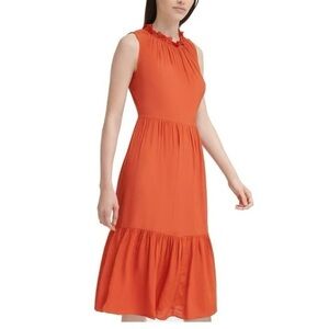 Calvin Klein Vibrant Orange Midi Dress